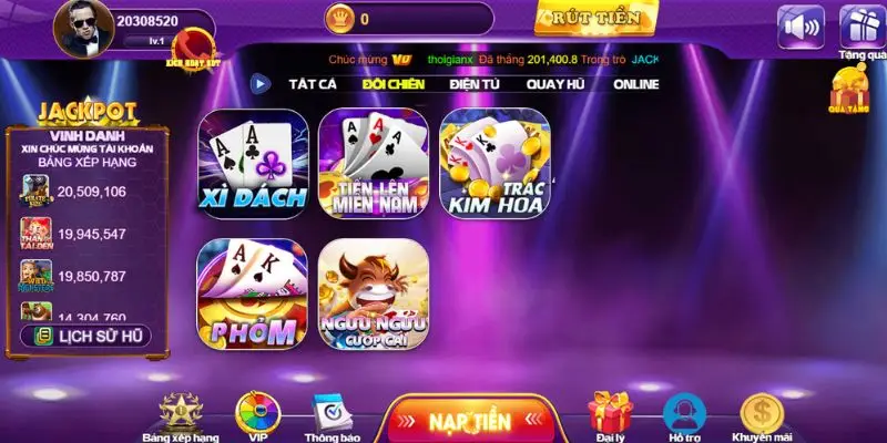 Giao diện cổng game vô cùng hiện đại