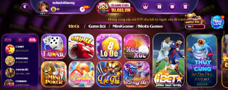 Hệ thống game đổi thưởng G63 Club